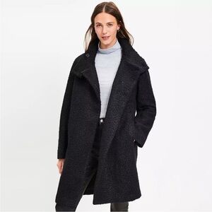 LOFT Curly Funnel Neck Black Coat